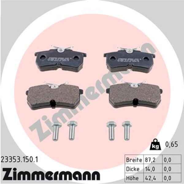 Zimmermann Brake pads for FORD FOCUS Turnier (DNW) rear
