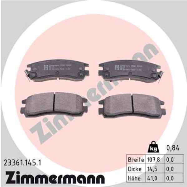 Zimmermann Brake pads for OPEL SINTRA (APV) rear