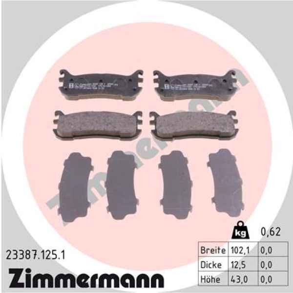 Zimmermann Bremsbeläge für MAZDA MX-5 II (NB) hinten
