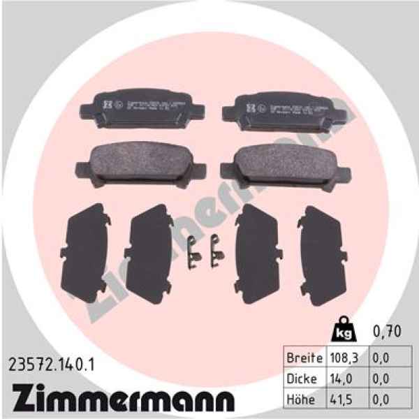 Zimmermann Bremsbeläge für SUBARU LEGACY II Station Wagon (BG) hinten