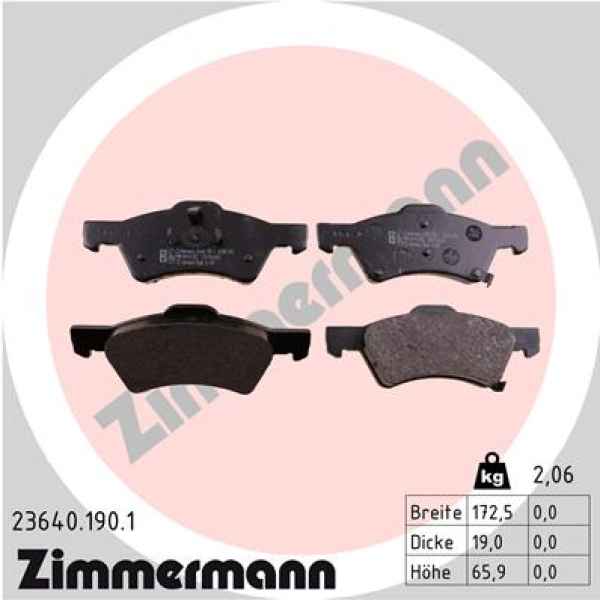 Zimmermann Brake pads for CHRYSLER VOYAGER IV (RG, RS) front