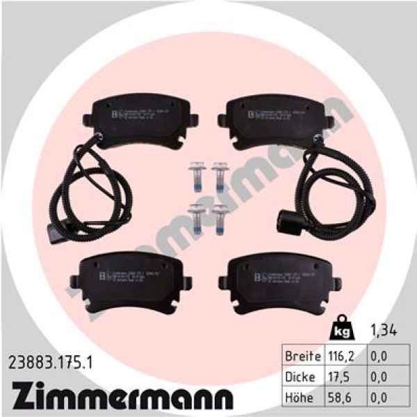Zimmermann Brake pads for VW PHAETON (3D1, 3D2, 3D3, 3D4, 3D6, 3D7, 3D8, 3D9) rear