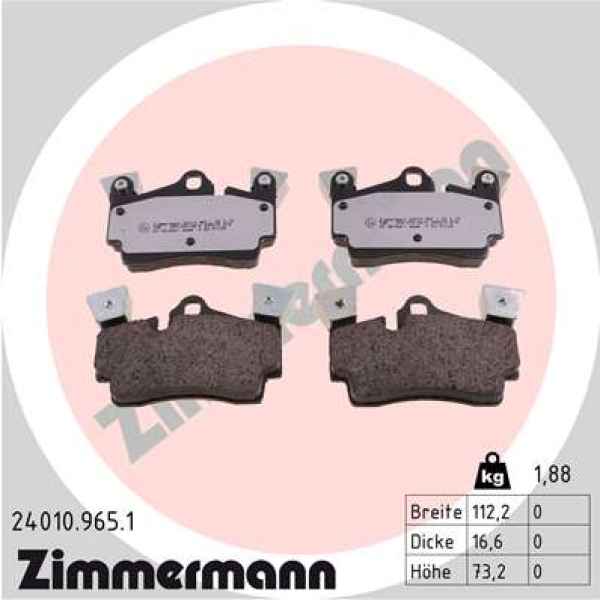 Zimmermann rd:z Bremsbeläge für AUDI Q7 (4LB) hinten