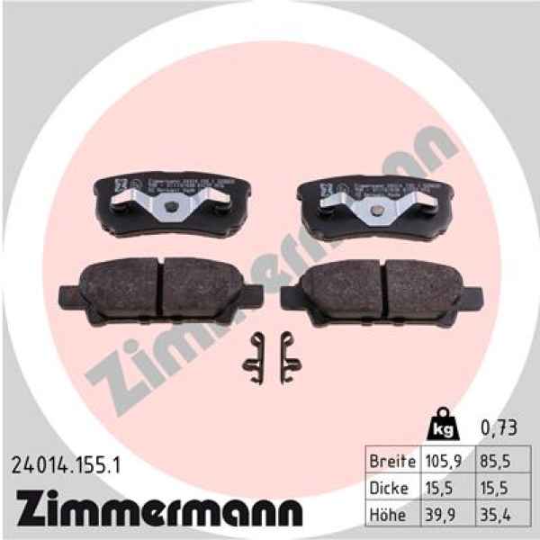 Zimmermann Bremsbeläge für CHRYSLER SEBRING Cabriolet (JS) hinten