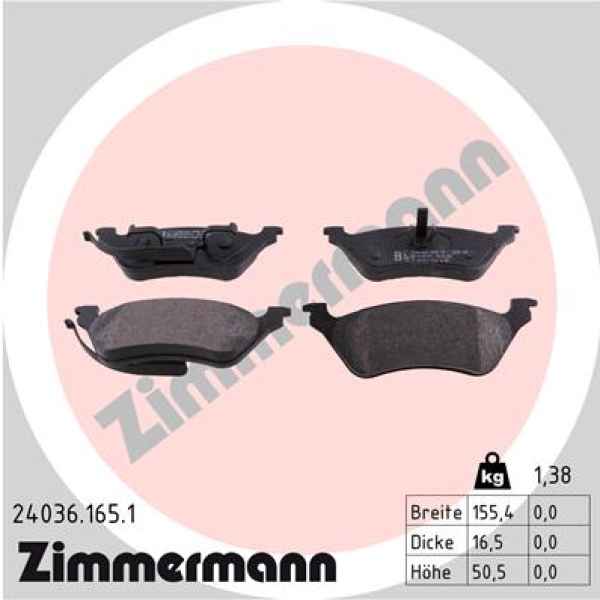 Zimmermann Bremsbeläge für CHRYSLER VOYAGER / GRAND VOYAGER III (GS) hinten