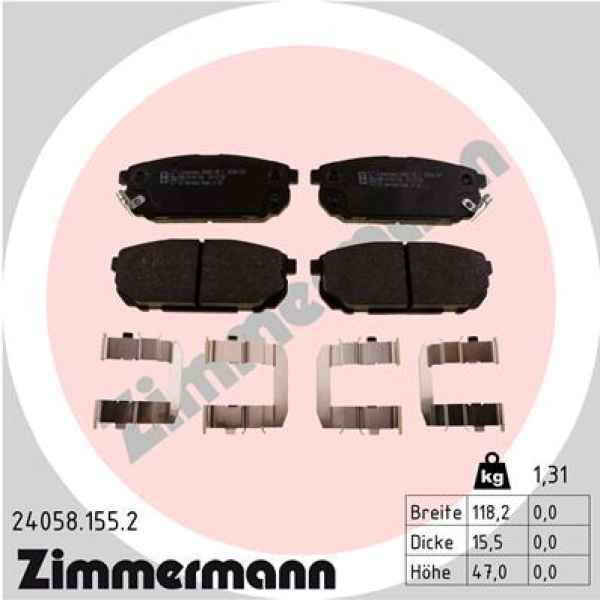 Zimmermann Brake pads for KIA SORENTO I (JC) rear