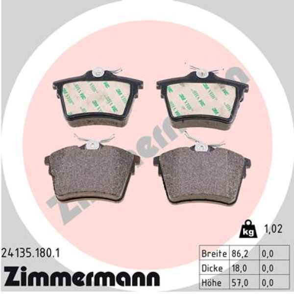 Zimmermann Bremsbeläge für CITROËN C5 III Break (RW_) hinten