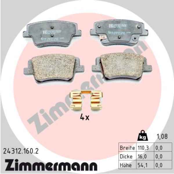 Zimmermann Bremsbeläge für HYUNDAI SANTA FE IV (TM, TMA) hinten
