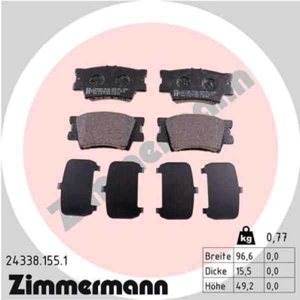 Zimmermann Bremsbeläge für TOYOTA RAV 4 IV (_A4_) hinten