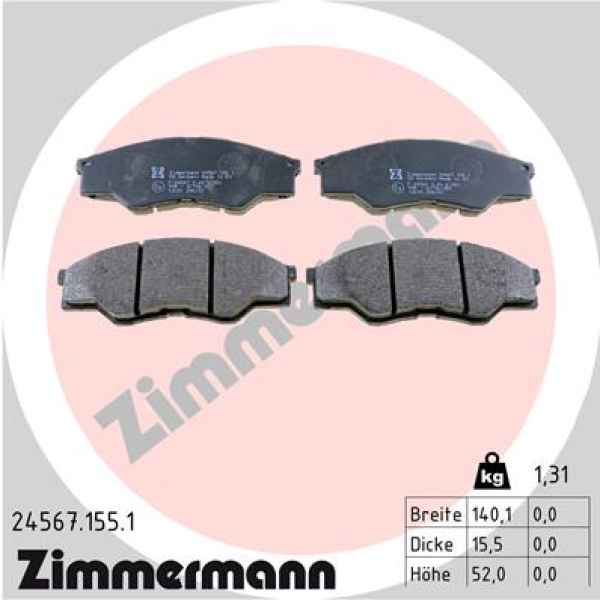 Zimmermann Brake pads for TOYOTA HILUX VII Pick-up (_N1_, _N2_, _N3_) front