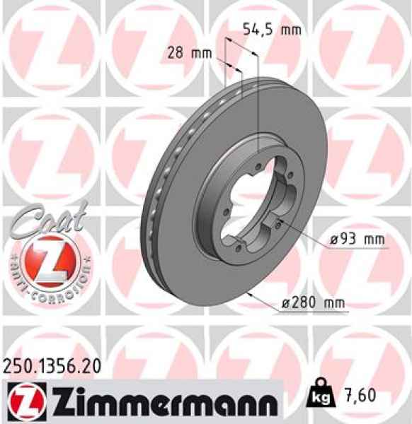 Zimmermann Brake Disc for FORD TRANSIT Bus (FD_ _, FB_ _, FS_ _, FZ_ _, FC_ _) front