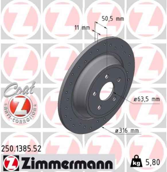 Zimmermann Sport Brake Disc for FORD S-MAX (CJ, WA6) rear