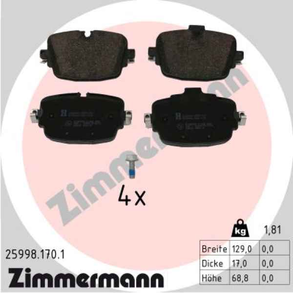 Zimmermann Bremsbeläge für AUDI A6 C8 (4A2) hinten