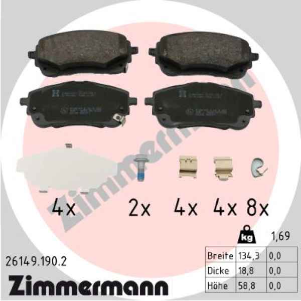 Zimmermann Brake pads for TOYOTA COROLLA Schrägheck (_E21_, _EA1_, _EH1_) front