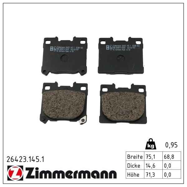 Zimmermann Bremsbeläge für TOYOTA YARIS (_P21_, _PA1_, _PH1_) hinten