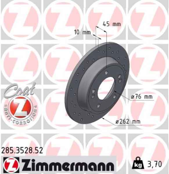 Zimmermann Sportbremsscheibe Sport Z für HYUNDAI VELOSTER (FS) hinten