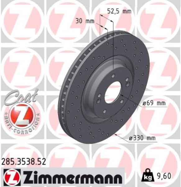 Zimmermann Sport Brake Disc for HYUNDAI i30 (PDE, PD, PDEN) front