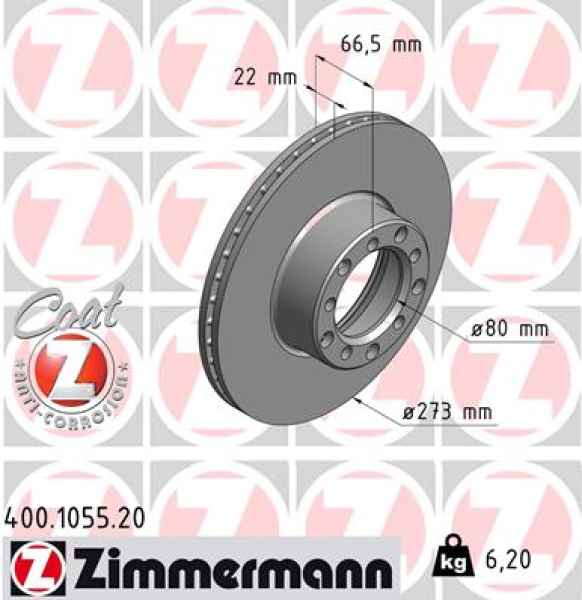 Zimmermann Brake Disc for MERCEDES-BENZ SL Coupe (C107) front