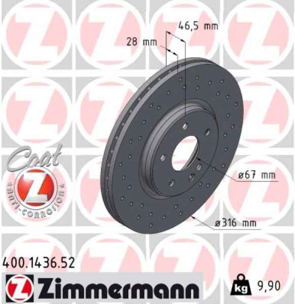 Zimmermann Sport Brake Disc for MERCEDES-BENZ E-KLASSE T-Model (S210) front