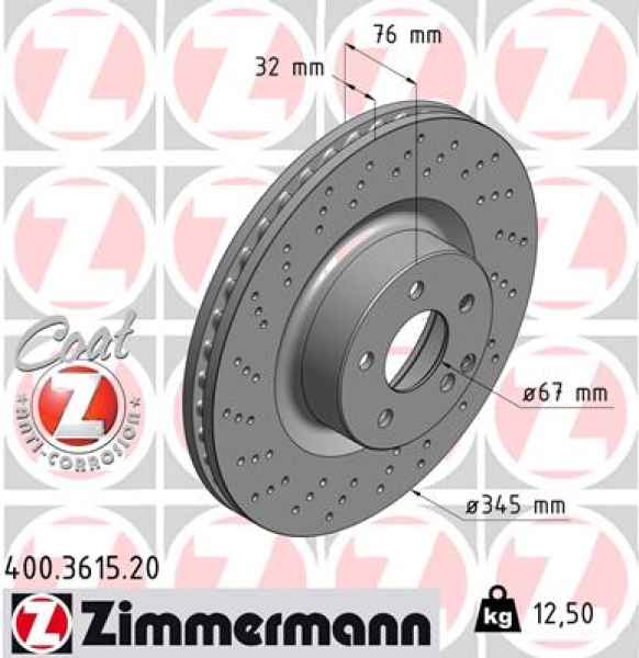 Zimmermann Brake Disc for MERCEDES-BENZ S-KLASSE Coupe (C215) front