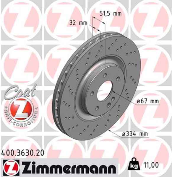 Zimmermann Brake Disc for MERCEDES-BENZ SL (R129) front