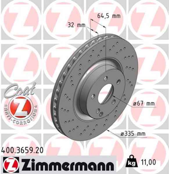 Zimmermann Brake Disc for MERCEDES-BENZ S-KLASSE (W221) front