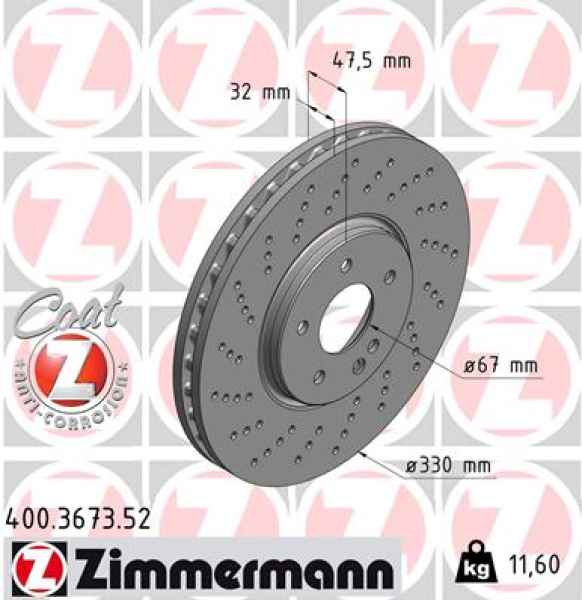 Zimmermann Sport Brake Disc for MERCEDES-BENZ E-KLASSE T-Model (S210) front