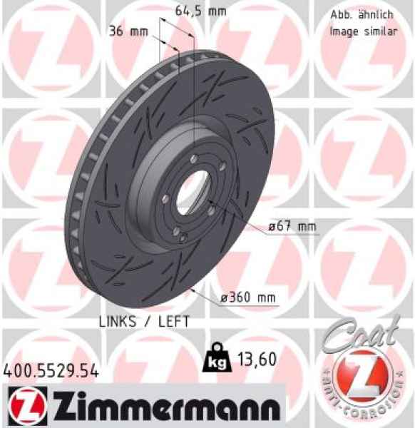 Zimmermann Sportbremsscheibe Black Z für MERCEDES-BENZ SL (R231) vorne links