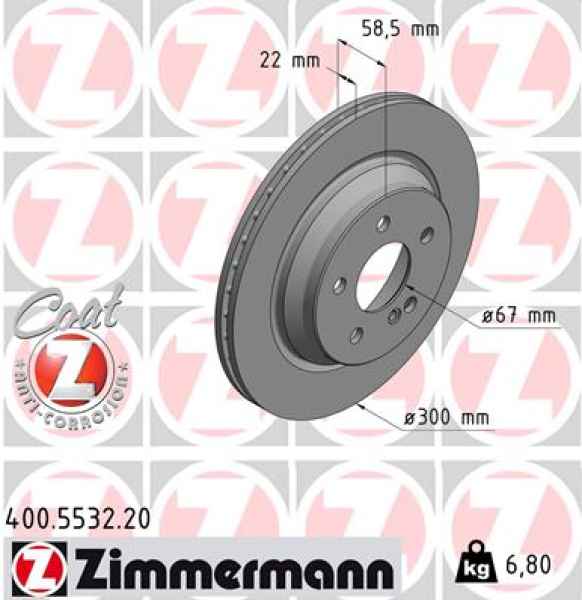 Zimmermann Brake Disc for MERCEDES-BENZ S-KLASSE (W221) rear