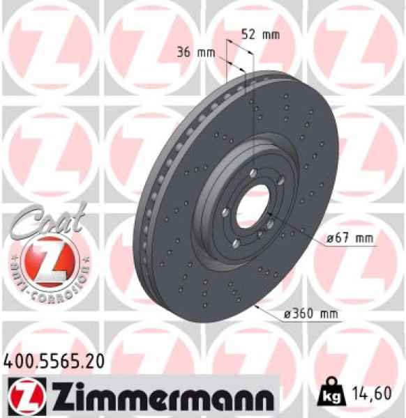 Zimmermann Brake Disc for MERCEDES-BENZ A-KLASSE (W177) front