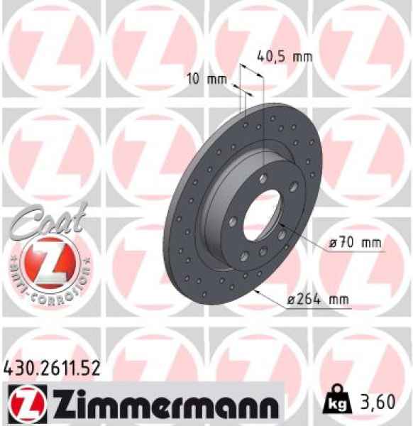 Zimmermann Sportbremsscheibe Sport Z für OPEL CORSA E Kasten/Schrägheck (X15) hinten