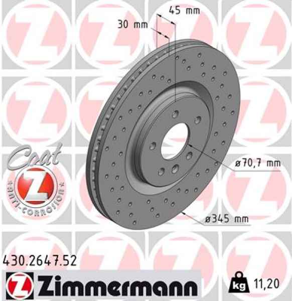 Zimmermann Sportbremsscheibe Sport Z für OPEL INSIGNIA B Country Tourer (Z18) vorne