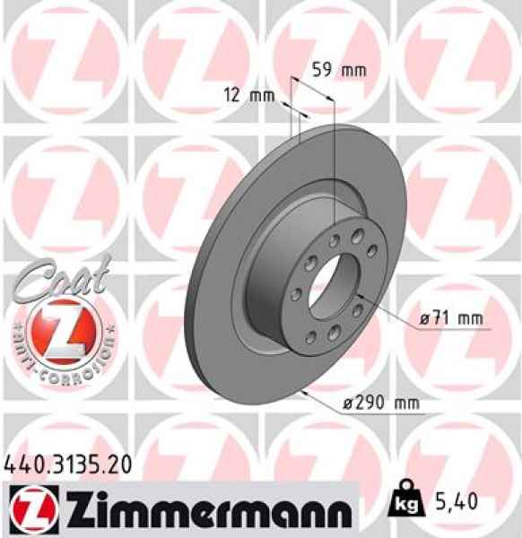 Zimmermann Brake Disc for PEUGEOT 508 SW I (8E_) rear