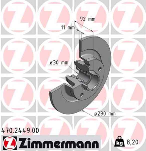 Zimmermann Bremsscheibe für RENAULT GRAND SCÉNIC III (JZ0/1_) hinten