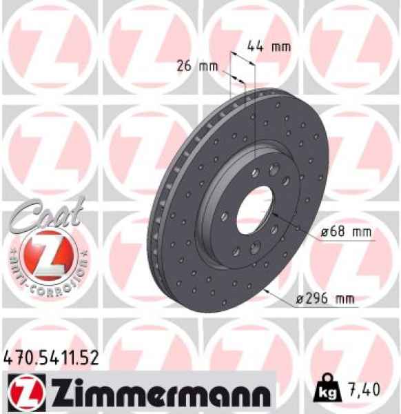 Zimmermann Sport Brake Disc for RENAULT ARKANA I (LCM_, LDN_) front