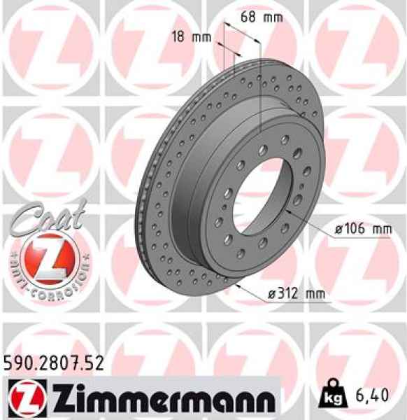 Zimmermann Sportbremsscheibe Sport Z für TOYOTA LAND CRUISER PRADO (_J12_) hinten