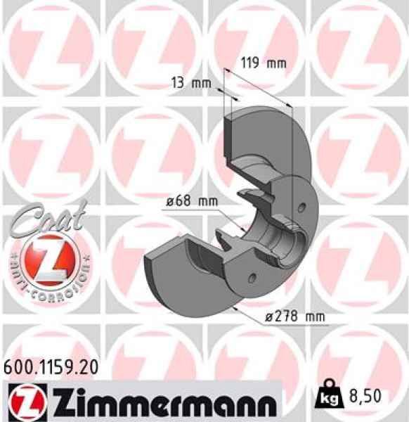 Zimmermann Brake Disc for VW TRANSPORTER T3 Bus front