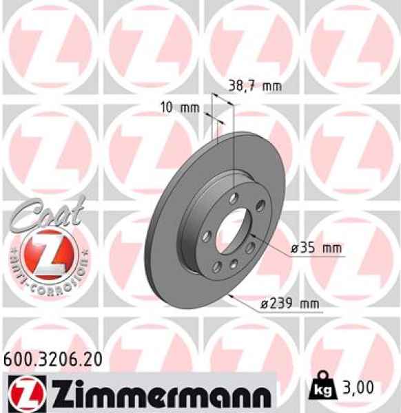 Zimmermann Brake Disc for VW PASSAT Variant (3A5, 35I) rear