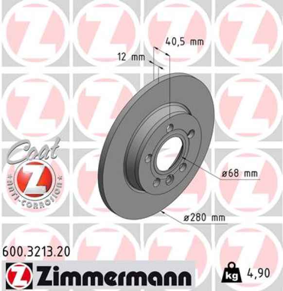 Zimmermann Bremsscheibe für VW TRANSPORTER T4 Bus (70B, 70C, 7DB, 7DK, 70J, 70K, 7DC, 7DJ) hinten