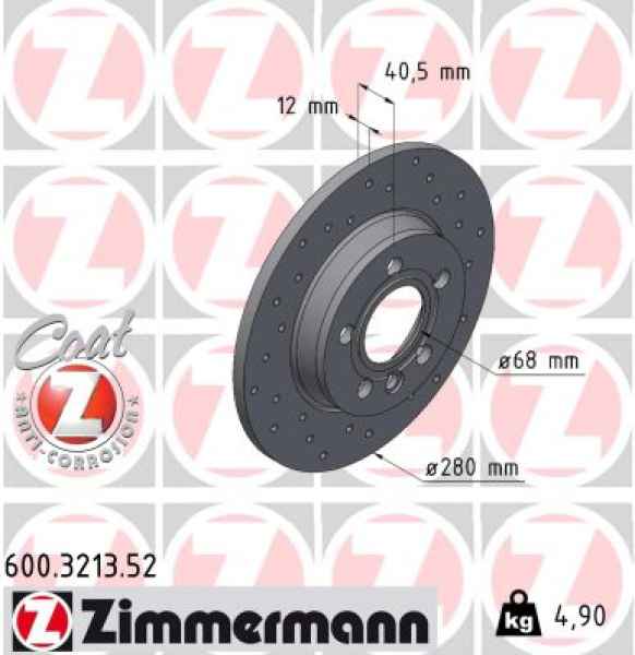 Zimmermann Sportbremsscheibe Sport Z für VW TRANSPORTER T4 Bus (70B, 70C, 7DB, 7DK, 70J, 70K, 7DC, 7DJ) hinten