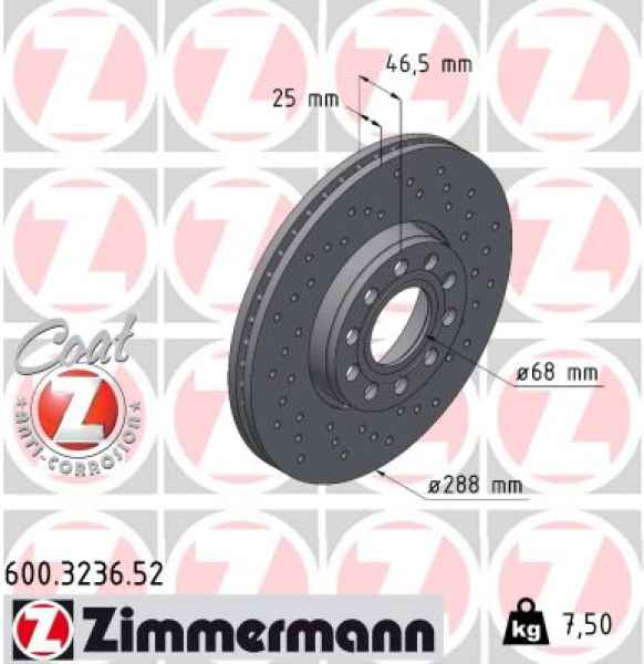Zimmermann Sport Brake Disc for VW PASSAT Variant (3B6) front