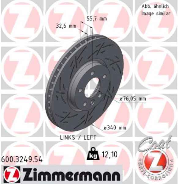 Zimmermann Sportbremsscheibe Black Z für VW TRANSPORTER T6 / CARAVELLE T6 Bus (SGB, SGJ, SHB, SHJ) vorne links