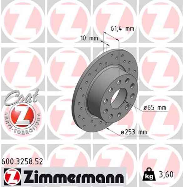 Zimmermann Sportbremsscheibe Sport Z für SKODA OCTAVIA III Combi (5E5) hinten