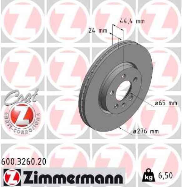Zimmermann Brake Disc for SKODA FABIA IV (PJ3) front